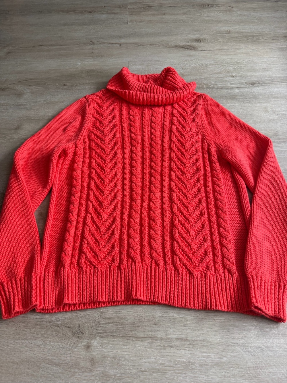 Lands’ End Drifter Cable Knit Sweater Soft Cotton SZ L